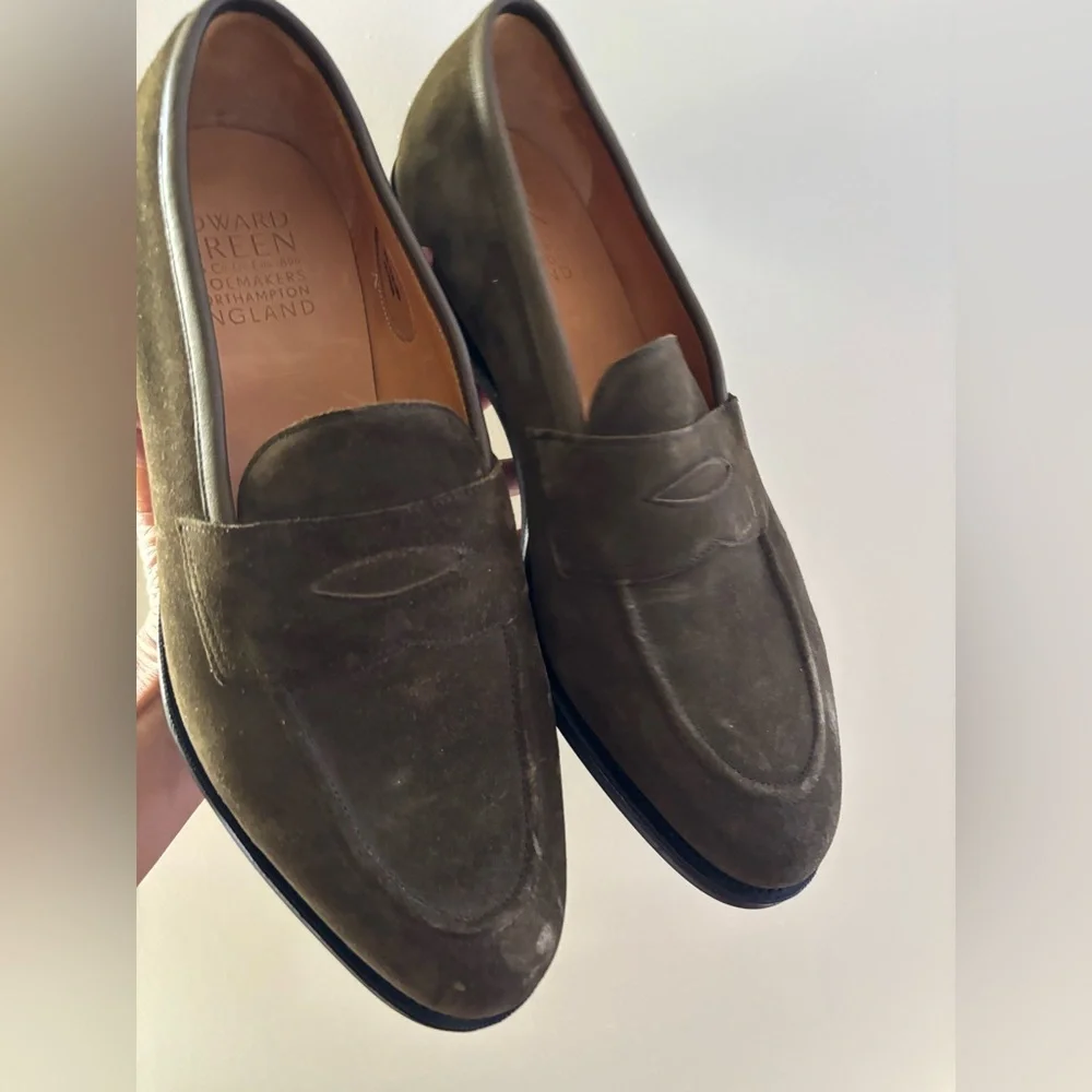 Edward Green Duke Green Suede Loafers 8 1/2 - Picture 2 of 11
